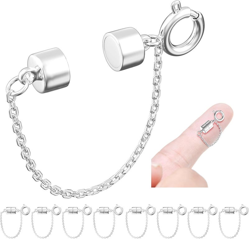 MKCYD 8Pcs Magnetic Bracelet Clasps and Closures with Safety Chain Never Fall Silver Bracelet Extender Converter Magnetic Clasps for Women - Image 1